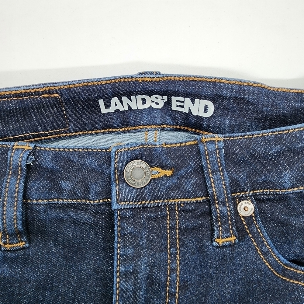 Lands' End Mid-Rise Curvy Skinny Dark Wash Jeans - Picture 4 of 7